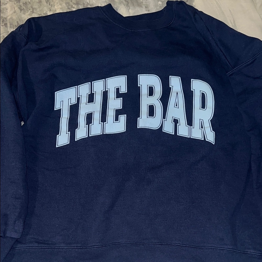 The Bar Women's Varsity Sweatshirt.  Color- Navy/ Baby Blue. Size-XL. Comfy